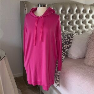 Pink Hooded French Terry Sweatshirt Dress